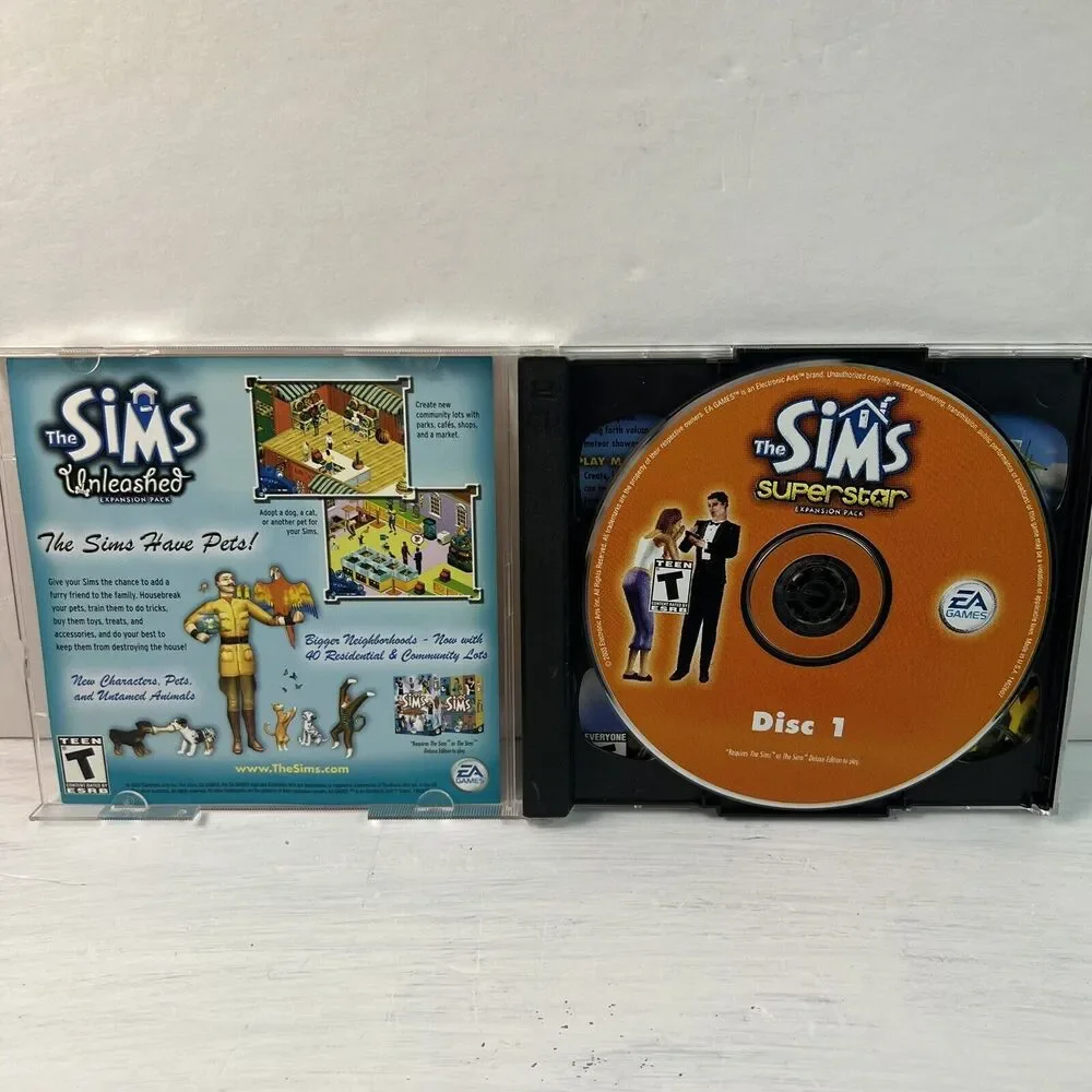 The Sims Superstar & Unleashed Expansion Packs PC CD-ROMs EA Electronic Arts